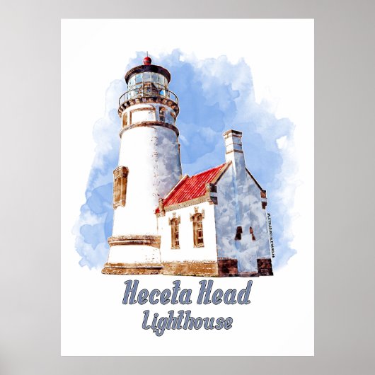 Heceta Head Lighthouse Waterverf - Oregon Poster (Voorkant)