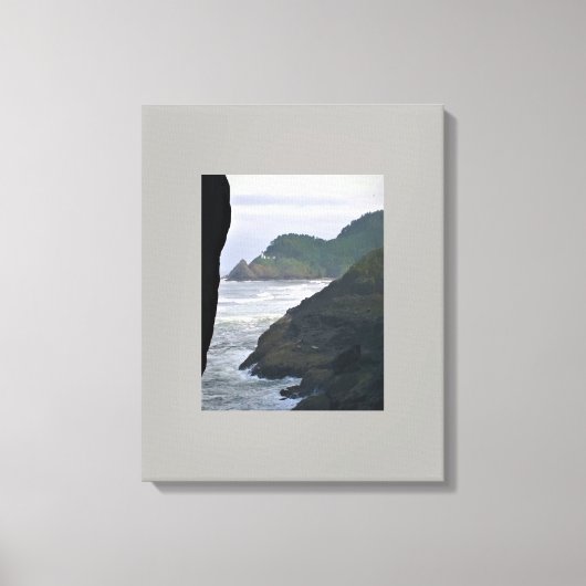 Heceta Head Lighthouse & Zee Lions, OF Canvas Afdruk (Voorkant)