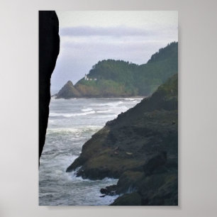 Heceta Head Lighthouse & Zee Lions, OF Poster