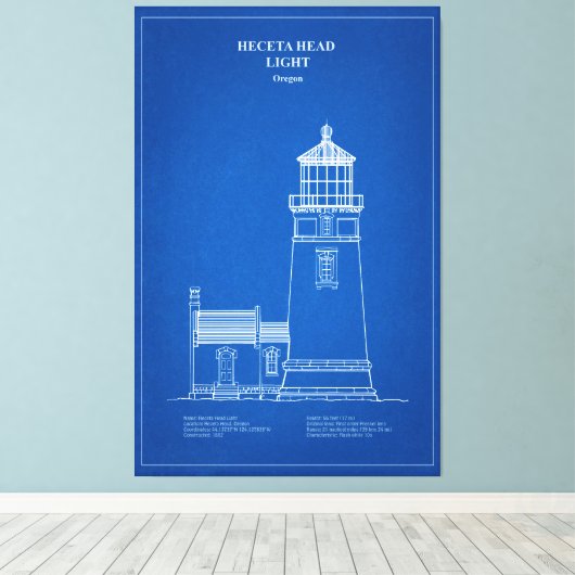 Heceta Head vuurtoren - Oregon - AD Canvas Afdruk (Insitu (Houten vloer))