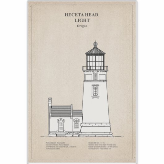 Heceta Head vuurtoren - Oregon - SBD Sticker (Voorkant)