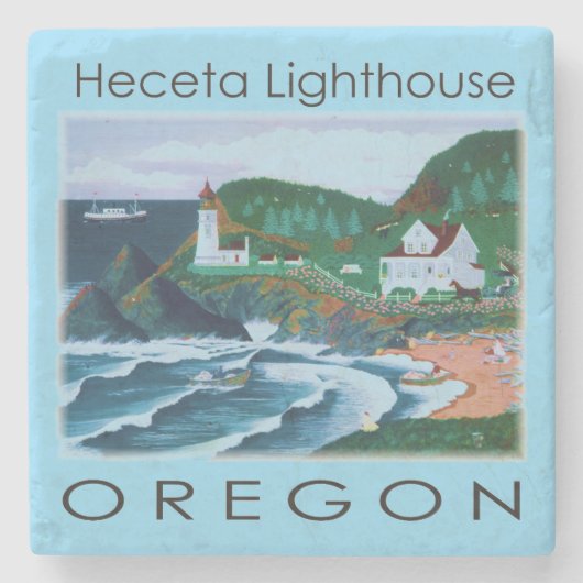 Heceta-vuurtoren Stenen Onderzetter (Voorkant)