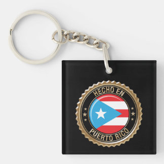 Hecho en Puerto Rico Gouden Zegel Sleutelhanger