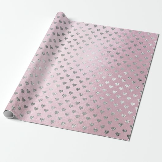 Hecht Zilver Glam Roze Roze Stapel Klein Cadeaupapier (Uitgerold)