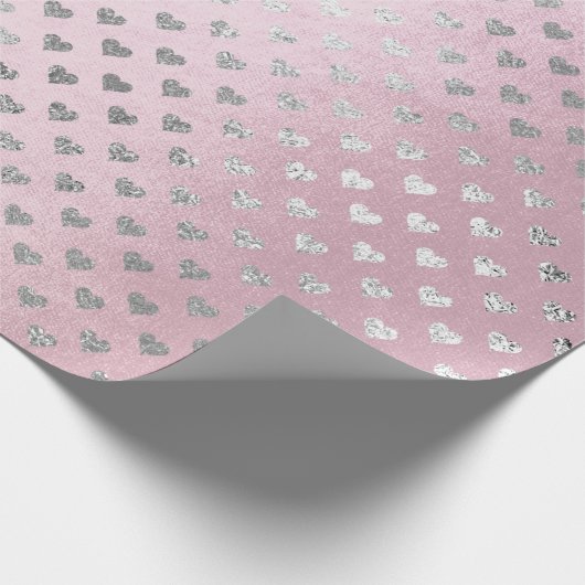 Hecht Zilver Glam Roze Roze Stapel Klein Cadeaupapier (Hoek)