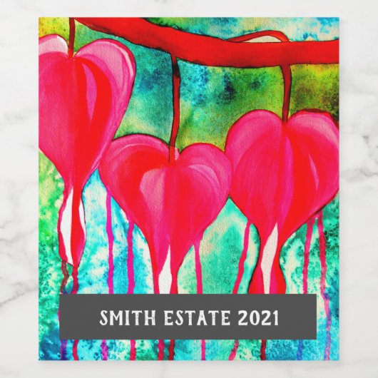 Hechtbloemen waterverf florale kunstwijn wijn etiket (Enkel label)