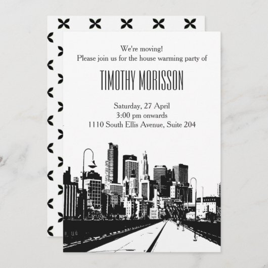 Hechterlijke partij Uitnodiging zwarte stad (Voorkant / Achterkant)