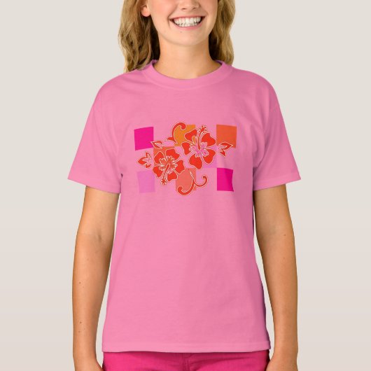Heckerboard Hibiscus Hawaiian Floral T-shirt (Voorkant)