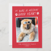 Heckin 'Goed Jaar Leuke Hond Foto Feestdagenkaart (Voorkant)