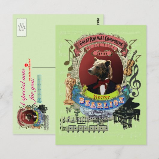 Hector Bearlioz Beer Animal Composer Berlioz Briefkaart (Voorkant / Achterkant)