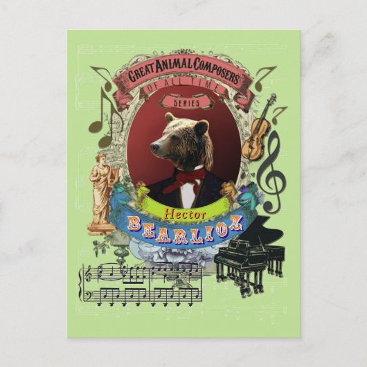 Hector Bearlioz Beer Animal Composer Berlioz Briefkaart (Voorkant)