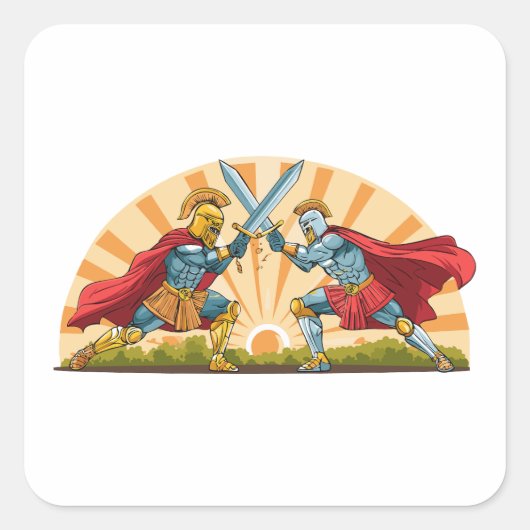 Hector en Achilles Vierkante Sticker (Voorkant)