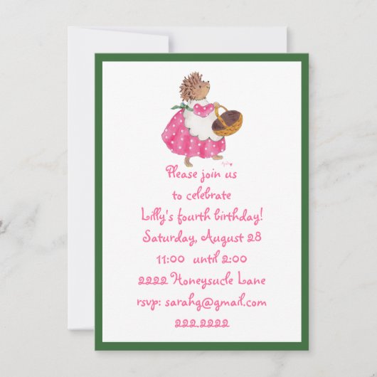 Heddy Hedgel-uitnodiging Kaart (Voorkant)