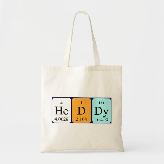Heddy periodieke table name canvas tas (Voorkant)