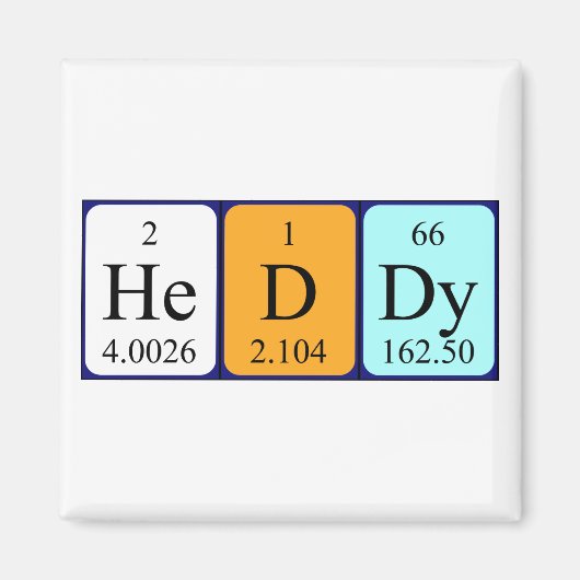Heddy periodieke table name magnet (Voorkant)