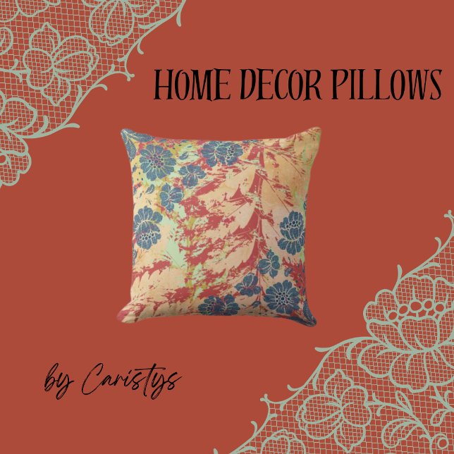 Hedendaags Abstract Blauw, Geel, Rood, Groen Kussen (Creator heeft geüpload)