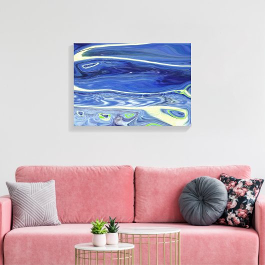Hedendaags abstract blauw swirl design canvas afdruk (Insitu (Woonkamer))
