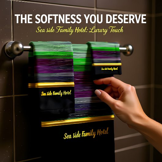 Hedendaags abstract in groen paarse grijs bad handdoek