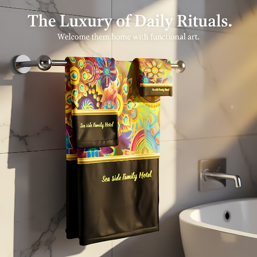 Hedendaags abstract in meerkleurige gouden folie bad handdoek