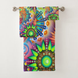 Hedendaags abstract in multi kleur monogram bad handdoek