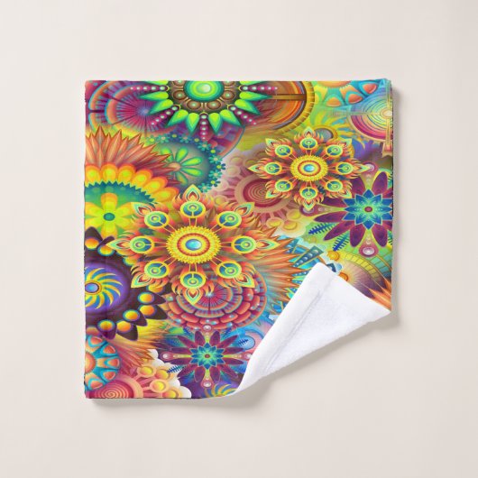 Hedendaags abstract in multi kleur monogram bad handdoek (Wasdoekje)