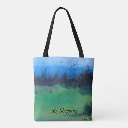 Hedendaags abstract landschapsontwerp kleurrijk tote bag (Achterkant)