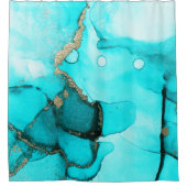 Hedendaags Abstract Turquoise Goud Douchegordijn (Voorkant)