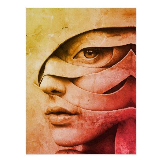 Hedendaags Abstract Vrouwelijk Portret Perfect Poster (Voorkant)
