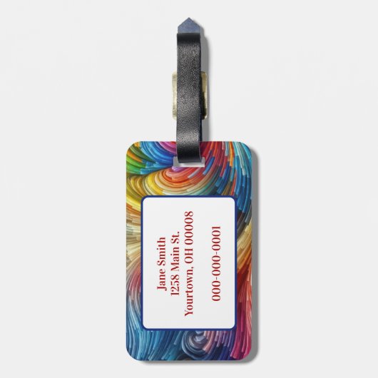 Hedendaags Abstract wervelspectrum Bagagelabel (Achterkant verticaal)