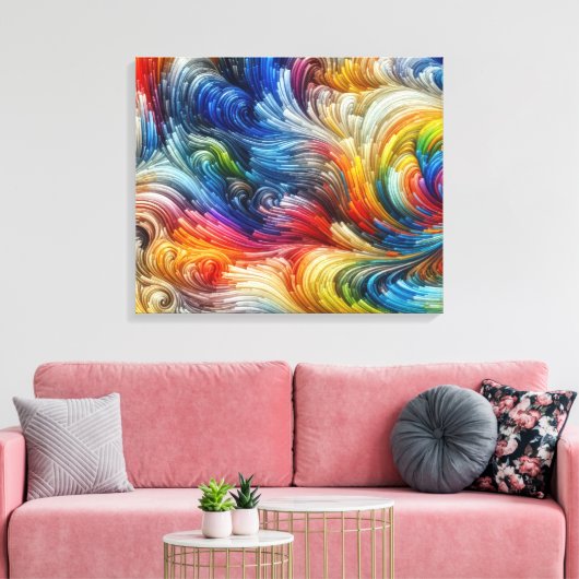 Hedendaags Abstract wervelspectrum Canvas Afdruk (Insitu (Woonkamer))
