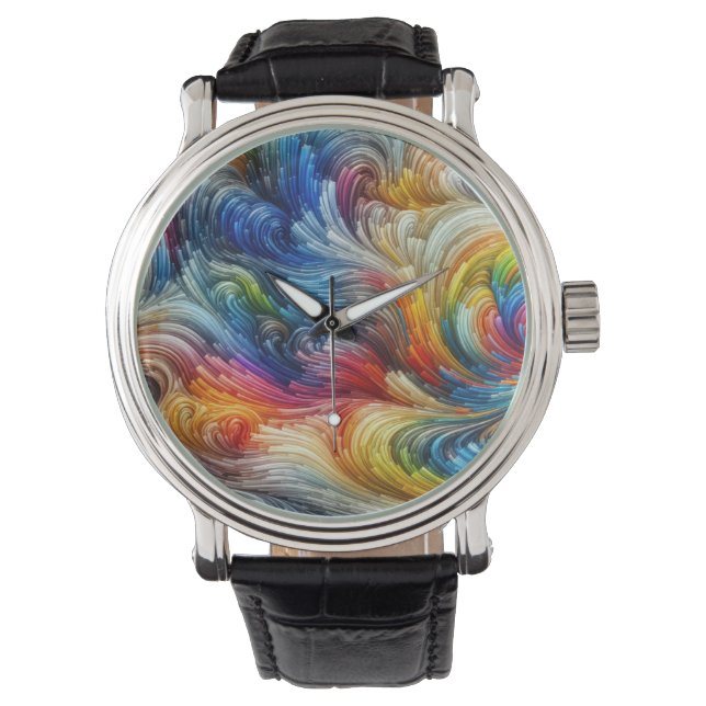 Hedendaags Abstract wervelspectrum Horloge (Voorkant)