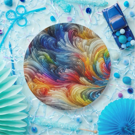 Hedendaags Abstract wervelspectrum Papieren Bordje (Feest)