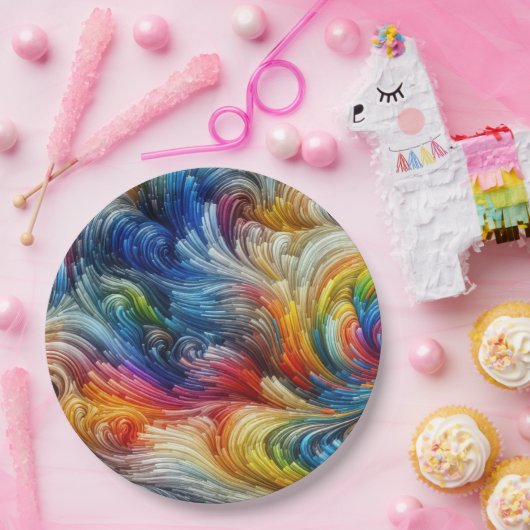 Hedendaags Abstract wervelspectrum Papieren Bordje (Feest)