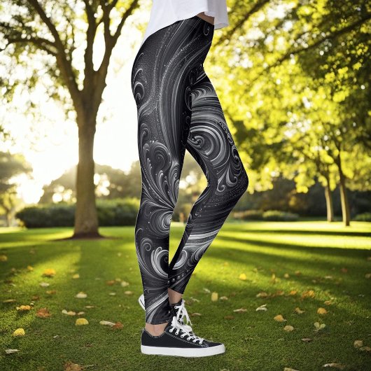 Hedendaags Abstract zwart en zilver Leggings