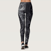 Hedendaags Abstract zwart en zilver Leggings (Achterkant)