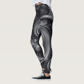 Hedendaags Abstract zwart en zilver Leggings (Links)