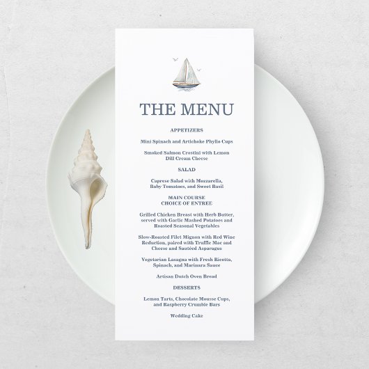 Hedendaags Aquarel Kustlandschap Bruiloft Menu