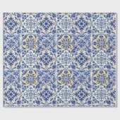 Hedendaags Aquarel Mediterraan Blauwe Tegels Cadeaupapier (Vlak)