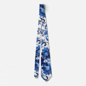 Hedendaags Aquarel Mediterraan Blauwe Tegels Stropdas (Achterkant)