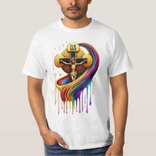 Hedendaags artistiek ontwerp van gekruisigde figuu t-shirt