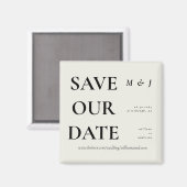 Hedendaags Beige Monogram Save Our Date Magneet (Voorkant / Achterkant)