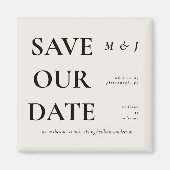 Hedendaags Beige Monogram Save Our Date Magneet (Voorkant)