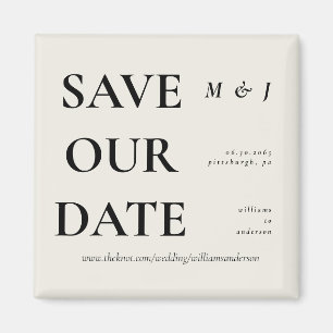 Hedendaags Beige Monogram Save Our Date Magneet