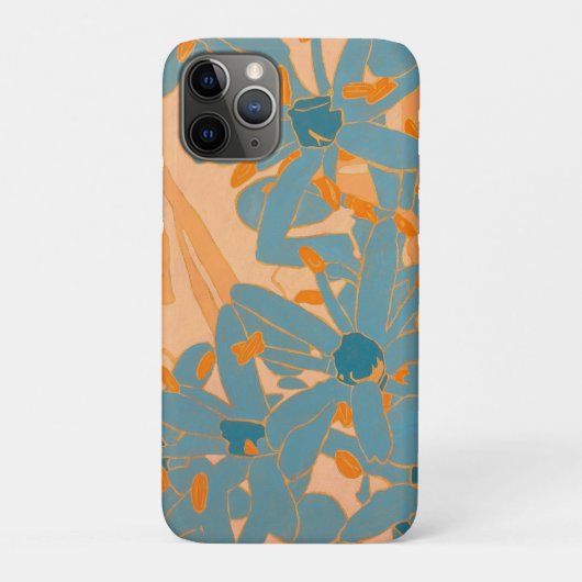 Hedendaags bladontwerp in perzik Case-Mate iPhone case (Achterkant)