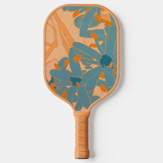 Hedendaags bladontwerp in perzik pickleball paddle (Voorkant)