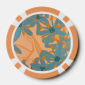 Hedendaags bladontwerp in perzik poker chips (Achterkant)