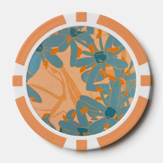 Hedendaags bladontwerp in perzik poker chips (Voorkant)