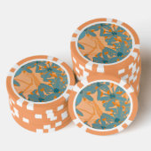 Hedendaags bladontwerp in perzik poker chips (Opstapeling)