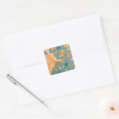 Hedendaags bladontwerp in perziklabel vierkante sticker (Envelop)