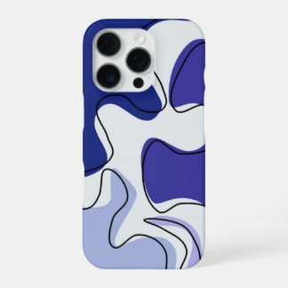 Hedendaags blauw en wit ontwerp met vloeiende lijn iPhone 16 pro hoesje